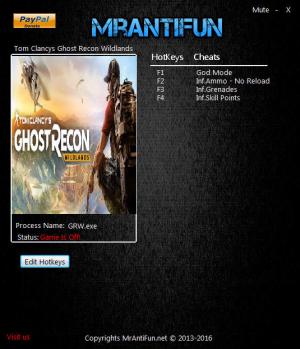 Tom Clancy’s Ghost Recon Wildlands Trainer for PC game version 1.0
