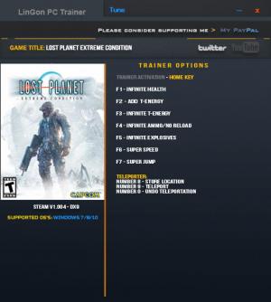 Lost Planet: Extreme Condition Trainer for PC game version 1.004