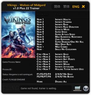 Vikings - Wolves of Midgard Trainer for PC game version 1.0