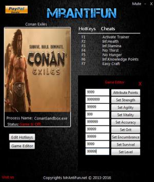 Conan Exiles Trainer for PC game version  04.06.2017