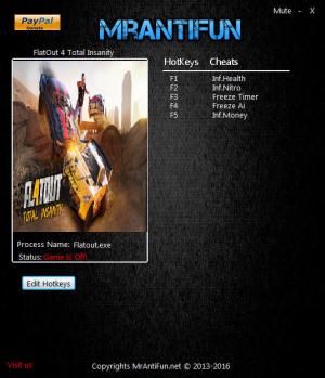 FlatOut 4: Total Insanity Trainer for PC game version 1.00