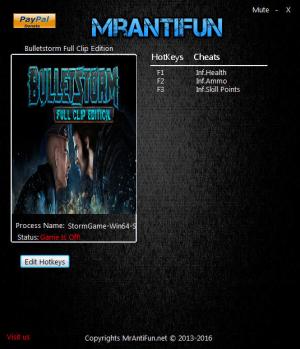 Bulletstorm: Full Clip Edition Trainer for PC game version 1.00