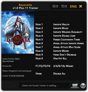 Bayonetta Trainer for PC game version 1.0