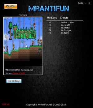Terraria Trainer for PC game version 1.3.5.1