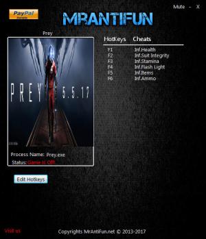Prey 2017 Trainer for PC game version 1.00
