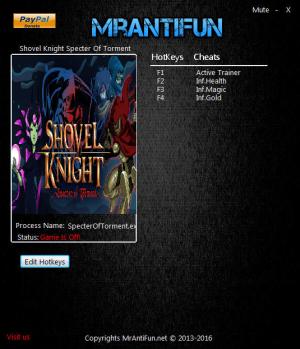 Shovel Knight: Specter of Torment Trainer for PC game version 04.12.2017