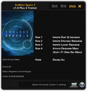 Endless Space 2 Trainer for PC game version 1.0