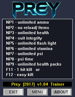 Prey 2017 Trainer for PC game version 1.04