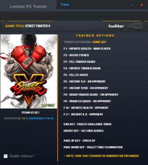 Street Fighter 5 Trainer for PC game version 2.021