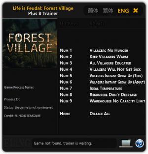 Life is Feudal: Forest Village Trainer for PC game version Updated 2017.06.02