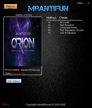 Master of Orion 2016  Trainer for PC game version v55.1
