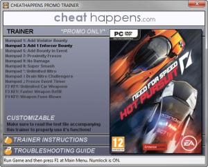 Need for Speed: Hot Pursuit Trainer for PC game version Patch 06.14.2017