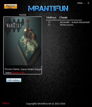 Wartile Trainer for PC game version 0.4.5.2