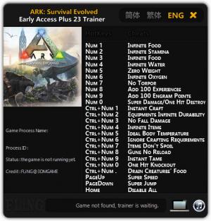 ARK: Survival Evolved Trainer for PC game version Early Access: 2017.07.03