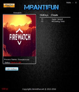 Firewatch Trainer for PC game version 07.05.2017