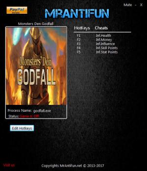 Monsters' Den: Godfall Trainer for PC game version 1.051