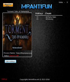 Torment: Tides of Numenera Trainer for PC game version 1.0.2