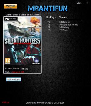 Silent Hunter 5: Battle of the Atlantic Trainer for PC game version 1.15 last update