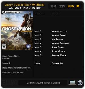 Tom Clancy’s Ghost Recon Wildlands Trainer for PC game version v21.07.2017