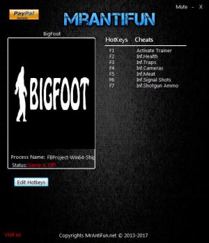 BIGFOOT Trainer for PC game version 1.2.2