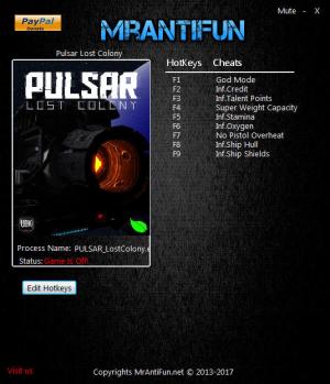 PULSAR: Lost Colony Trainer for PC game version 15.1 Beta