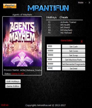Agents of Mayhem Trainer for PC game version 1.00