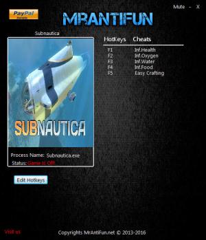 Subnautica Trainer for PC game version Build 52328 64-bit