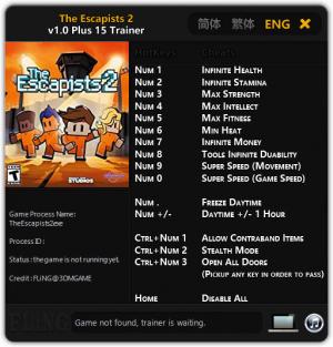 The Escapists 2 Trainer for PC game version 1.0