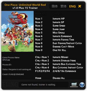 One Piece: Unlimited World Red Trainer for PC game version 1.0
