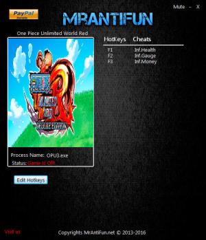 One Piece: Unlimited World Red Trainer for PC game version 1.00