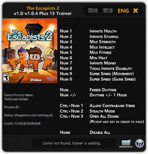 The Escapists 2 Trainer for PC game version 1.0 - 1.0.4