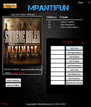Supreme Ruler Ultimate Trainer for PC game version 9.1.38