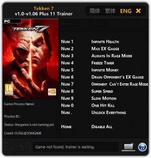Tekken 7 Trainer for PC game version v1.0 - 1.06
