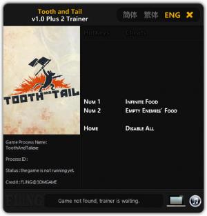Tooth and Tail Trainer for PC game version 1.0