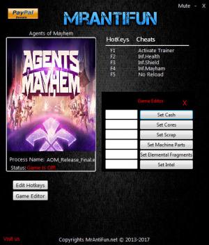 Agents of Mayhem Trainer for PC game version v09.11.201