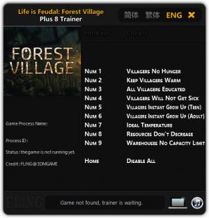 Life is Feudal: Forest Village Trainer for PC game version Updated 2017.09.18