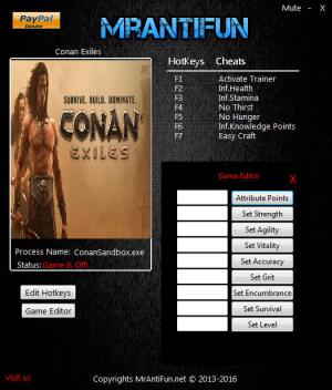 Conan Exiles Trainer for PC game version 09.20.2017