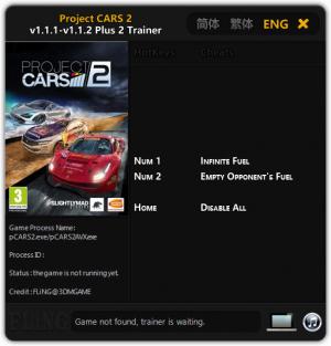 Project CARS 2 Trainer for PC game version v1.1.1 - 1.1.2