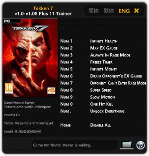 Tekken 7 Trainer for PC game version v1.0 - 1.08