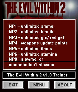 The Evil Within 2 Trainer for PC game version 1.0