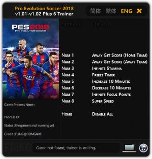 Pro Evolution Soccer 2018 Trainer for PC game version v1.01 - 1.02