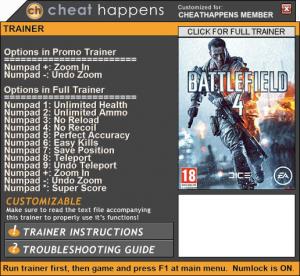 Battlefield 4 Trainer for PC game version v10.19.2017 32bit