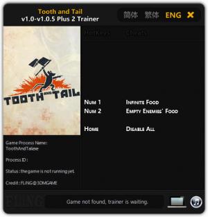 Tooth and Tail Trainer for PC game version v1.0 - 1.0.5
