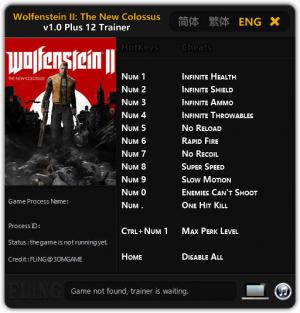 Wolfenstein 2: The New Colossus Trainer for PC game version 1.0