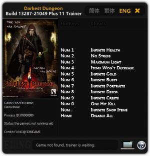 Darkest Dungeon Trainer for PC game version Build 13287 - 21049