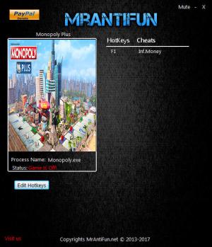 Monopoly Plus Trainer for PC game version v1.00