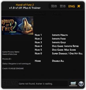 Hand of Fate 2 Trainer for PC game version v1.0 - 1.01