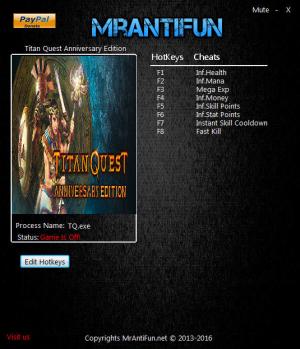 Titan Quest Anniversary Edition Trainer for PC game version v1.47