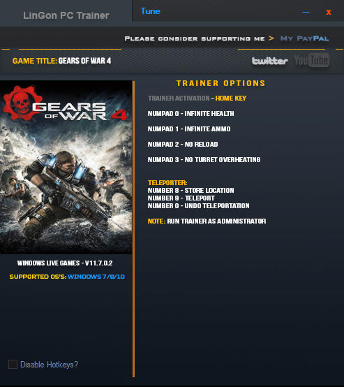 Gears of War 4 Trainer +6 v11.7.0.2 LinGon - download pc cheat