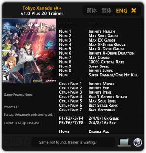 Tokyo Xanadu eX+ Trainer for PC game version 1.0